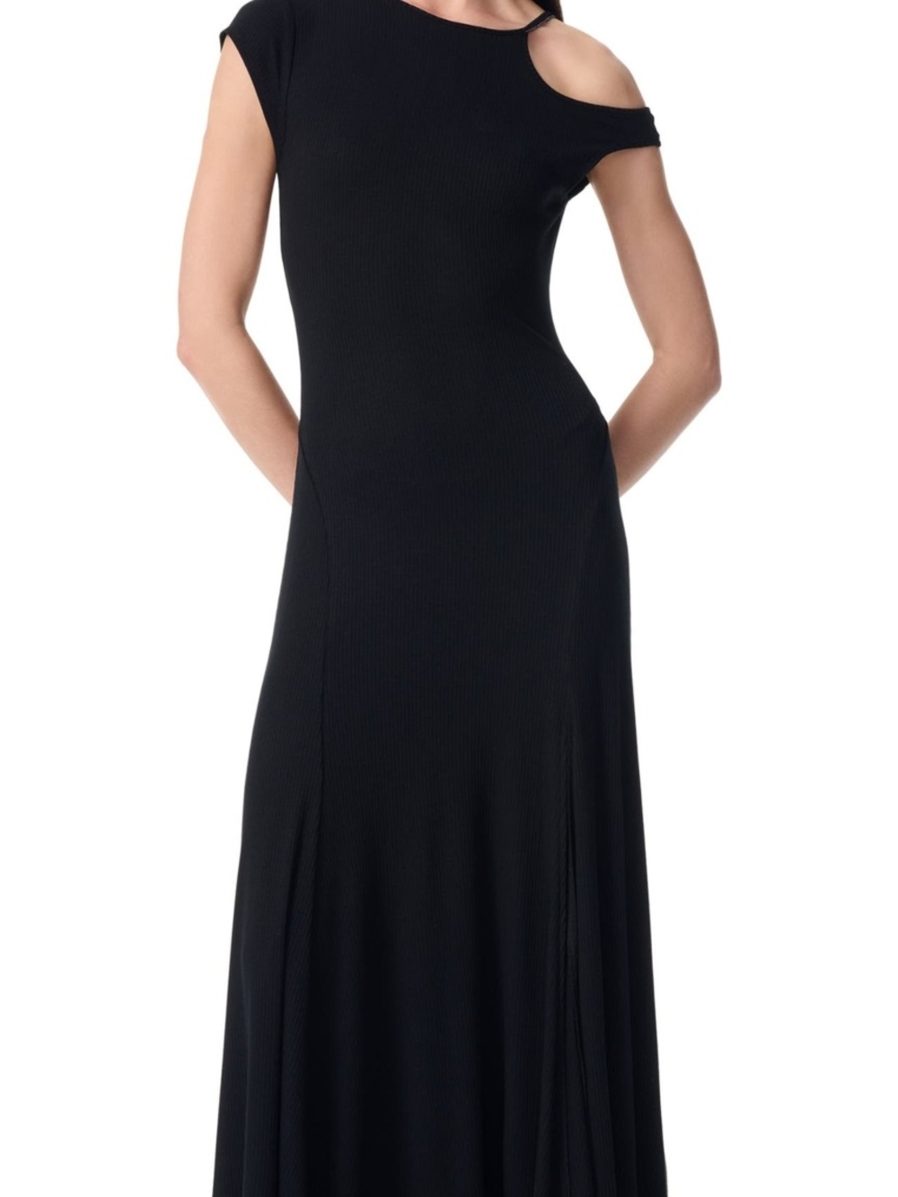 Robert Rodriguez Black One-Shoulder Maxi Dress